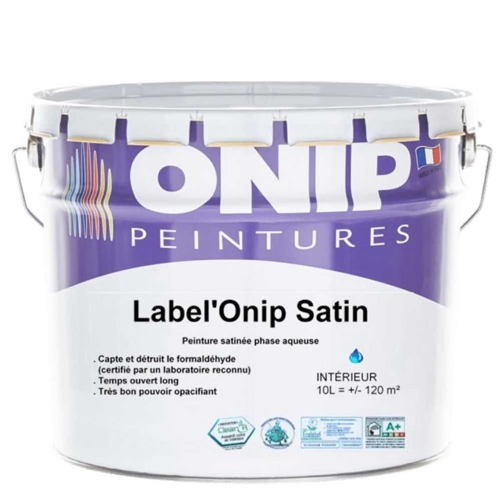 Peinture antibactérienne et dépolluante : Label'Onip Satin Clean'R (1, 3 et 10L)