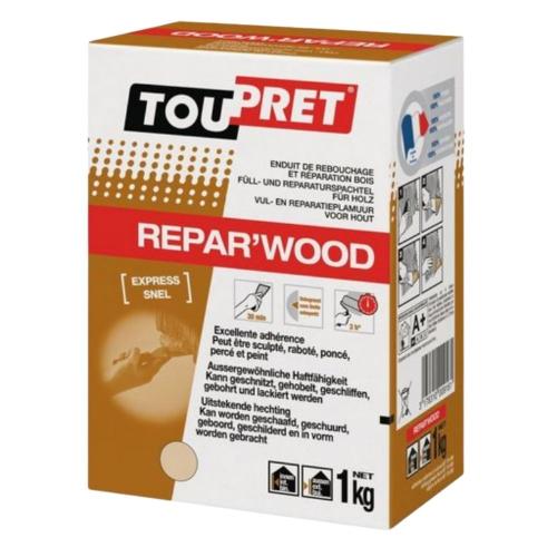 Enduit de rebouchage et réparation pour bois, Repar'wood Toupret