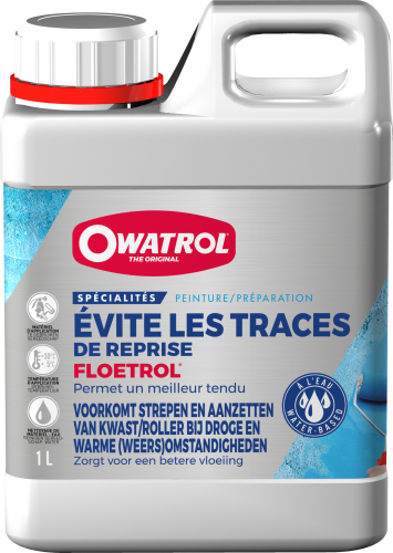 Additif pour peinture a l'eau évitant les traces de reprises : Floetrol Owatrol
